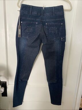 Good Rider Navy Embossed Skinny Jeans with Signature CC Pockets